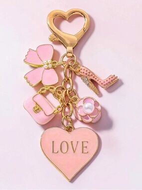 New! Pink “LOVE” Heart Bag Charm/Keychain (NWT)